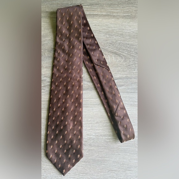 Vintage Wembley Wemlon Retro Necktie Tie Brown Tan Orange - Picture 1 of 3